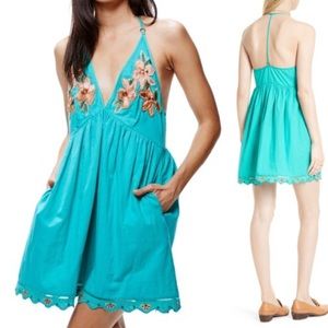 Free People NWT Love Flowers halter mini dress s